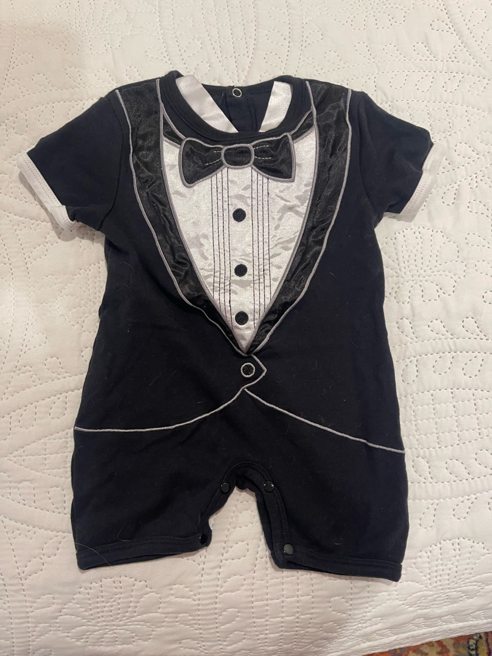 Baby Boys Black Tuxedo Onesie One-Piece Romper